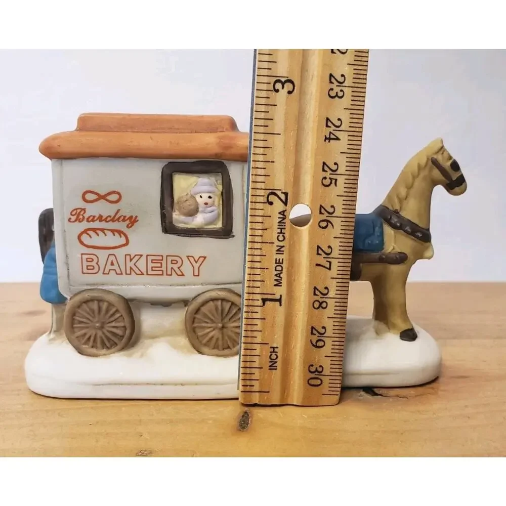 Vintage Christmas Village‎ Barclay Bakery Cart Carriage Figurine w/ Horse